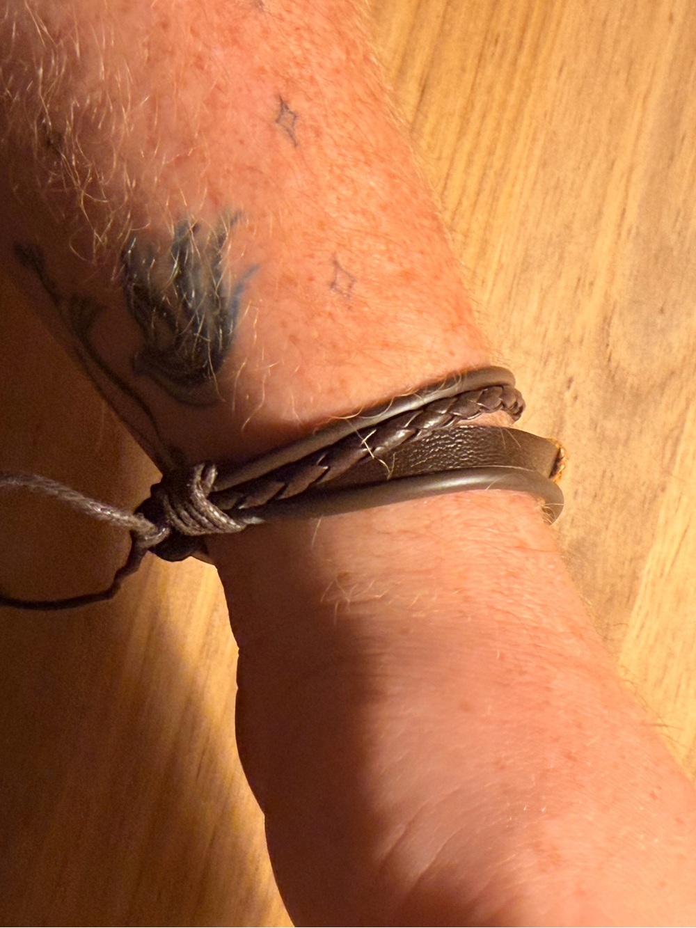 Brown Leather Multi-Strand Wrap Bracelet with Tan Accent NWOT - Picture 2 of 3